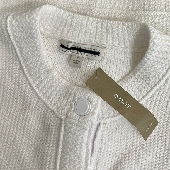 NWT!! J. CREW Cropped Button-Up Sweater Shell Solid White Nautical Knit Small - Picture 9 of 12